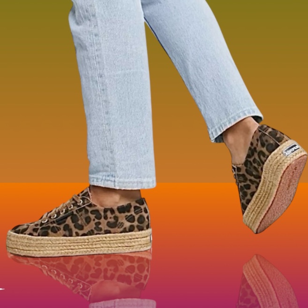 SUPERGA PLATFORM LEOPARD ESPADRILLE FLATFORM SNEAKER SIZE EU 37 / US 6.5 - Picture 6 of 16